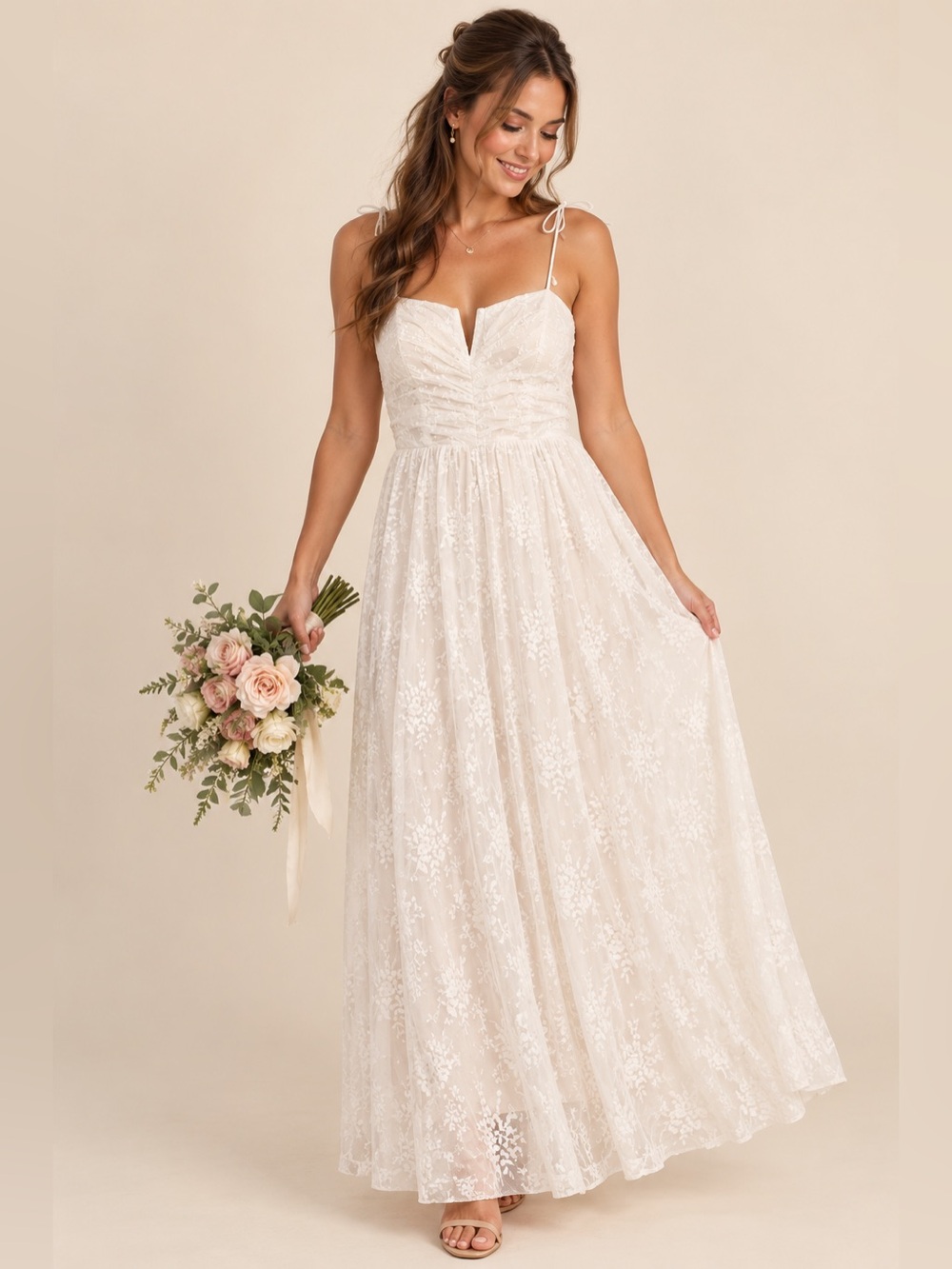 NWT‎ Lulu’s Lace Maxi Dress in White